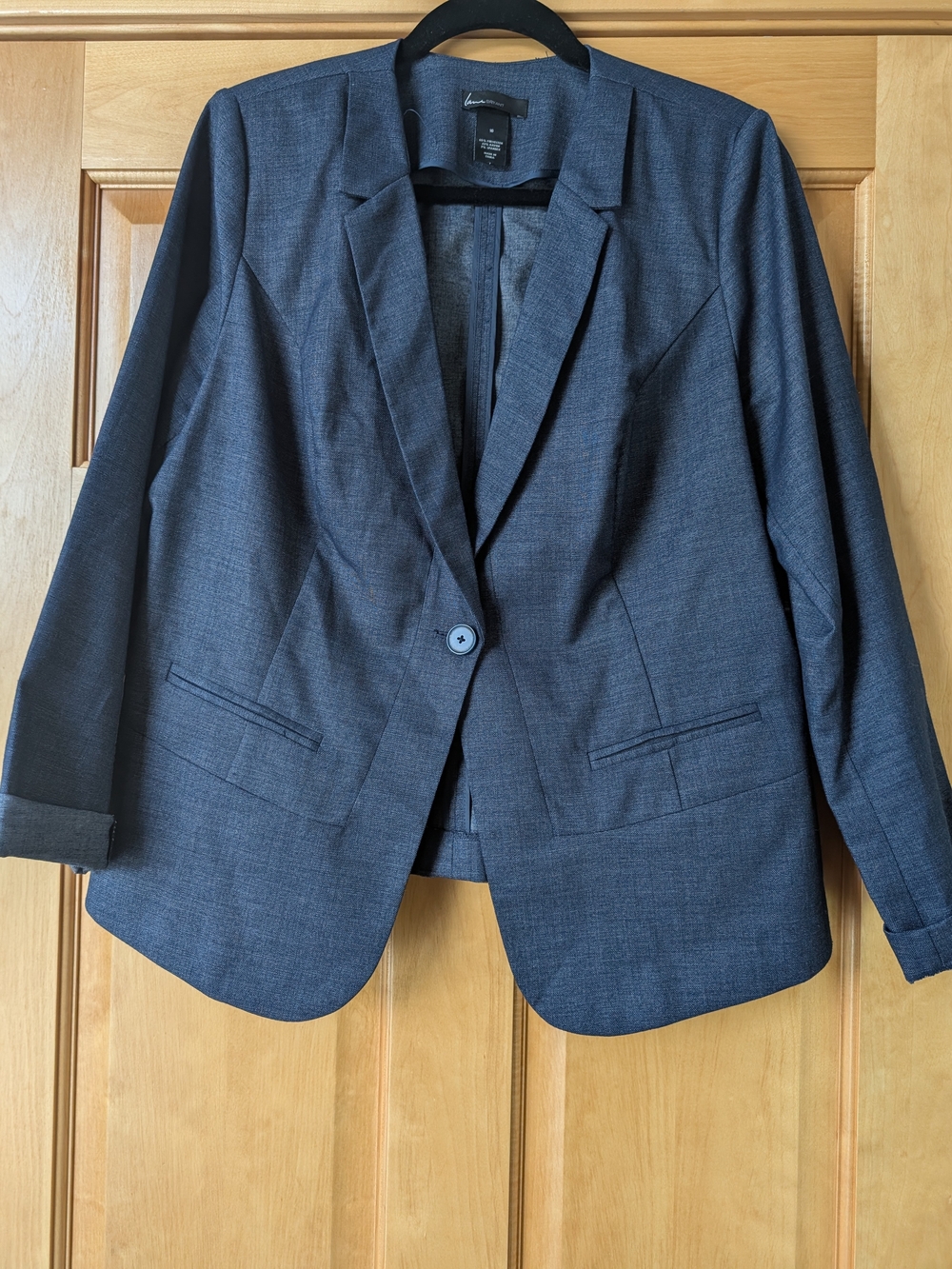 Lane Bryant Heathered Mavy Single-Button Blazer